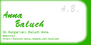 anna baluch business card